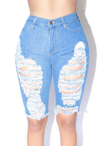 Destroyed Medium Wash Bermuda